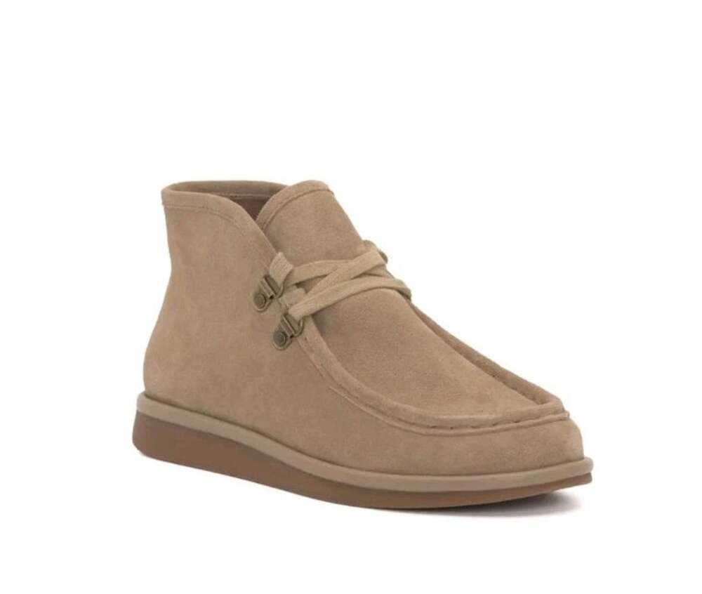 Lucky Brand Scarlit Suede Moccasin Boot 9.5M Camel $129 EUC Worn 1X